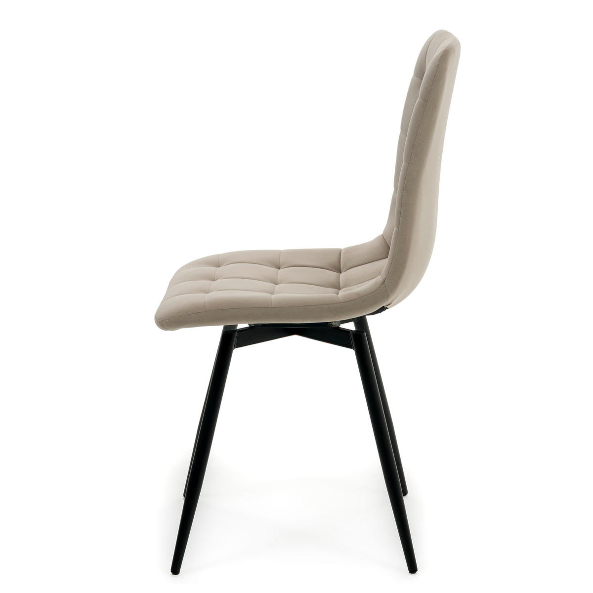 STUHL ARCO drehbar gepolstert mit Steppung - dunkelbeige - Samt Velours - Schwarz/Braun, Textil/Metall (46/90/51cm) - NEW HOME