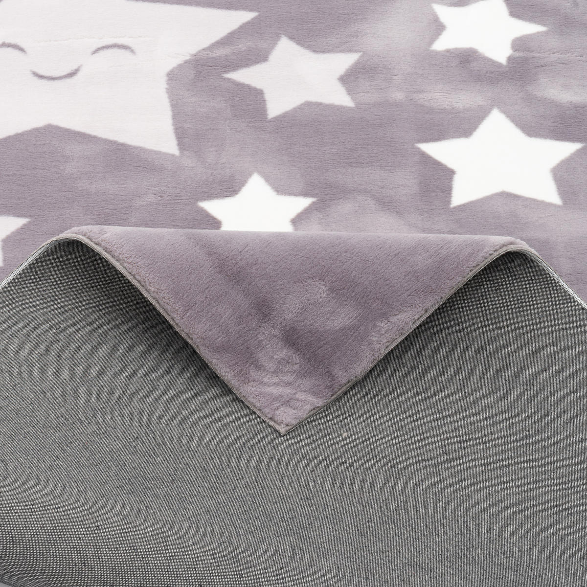 SUPER SOFT FELLTEPPICH PEARL KIDS STERNE - Grau, Textil (140/200cm) - Pergamon