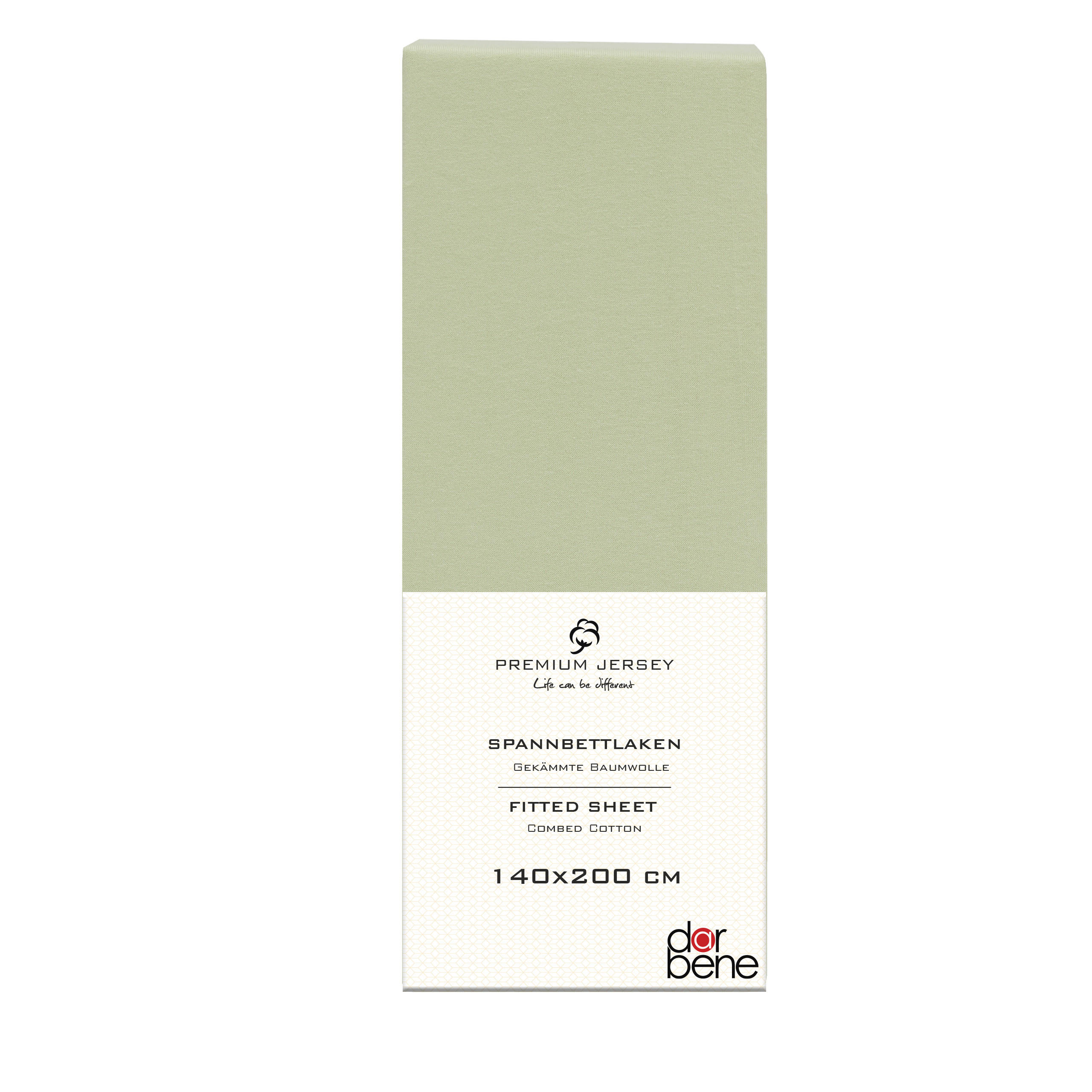 SPANNBETTLAKEN Premium Jersey Baumwolle - Hellgrün, Naturmaterialien (140/200cm) - DarBene