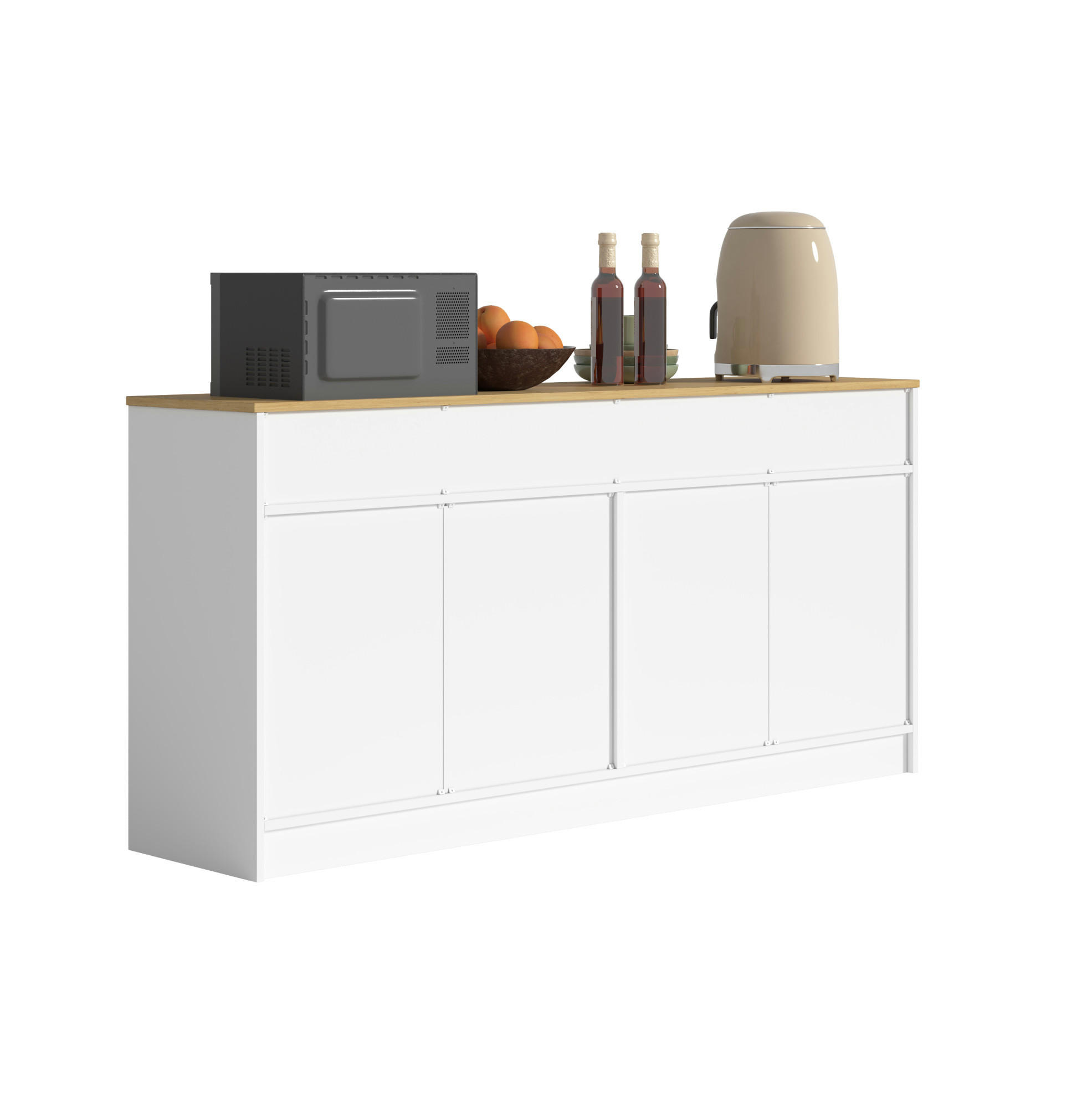 SIDEBOARD 160/37/76,5 cm Weiß aus MDF mit 3 Schubladen und 2 Schrankbereiche - Weiß, Holzwerkstoff (37/76.5/160cm) - OKWISH