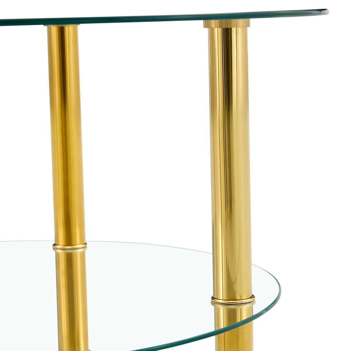 COUCHTISCH 2-stufig Ø 70/60 cm Glas Metall Gold - Braun, Metall (70/70/42cm) - Meubliv