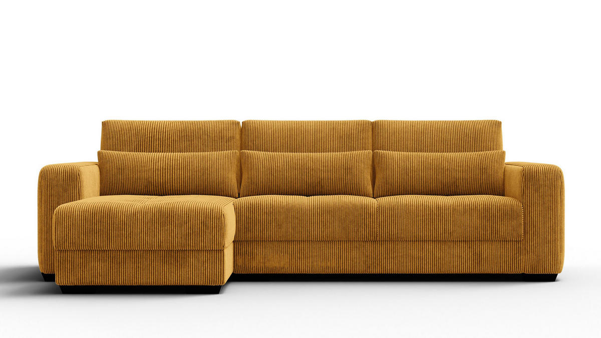 ECKSOFA OLI 4-Sitzer links, safran - Gelb, Holz/Textil (295/172cm) - Courtois Laville