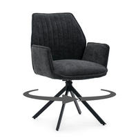 STUHL MERANO drehbar gepolsterter mit Steppung - graphit - Chenille - Dunkelgrau/Schwarz, Textil/Metall (58/90/61cm) - NEW HOME