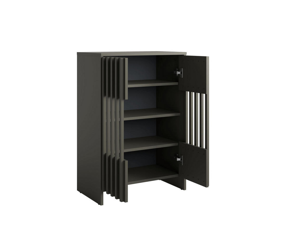 KOMMODE ZEPHYR 60/87/34cm mit Schubladen 2 Türen Graphitfarben - Graphitfarben, Holzwerkstoff (60/87/34cm) - MASSENO