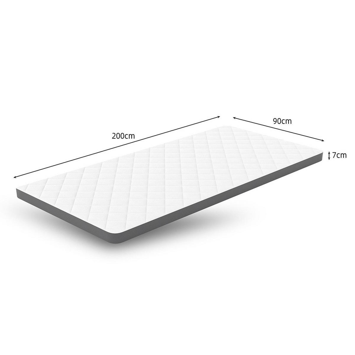 SCHAUMSTOFFMATRATZE,MITTLERE Festigkeit H3, 7-Zonen-Schaumstoff, Dicke 7cm –90×200cm - Weiß, Textil (90/200cm) - KOMHTOM