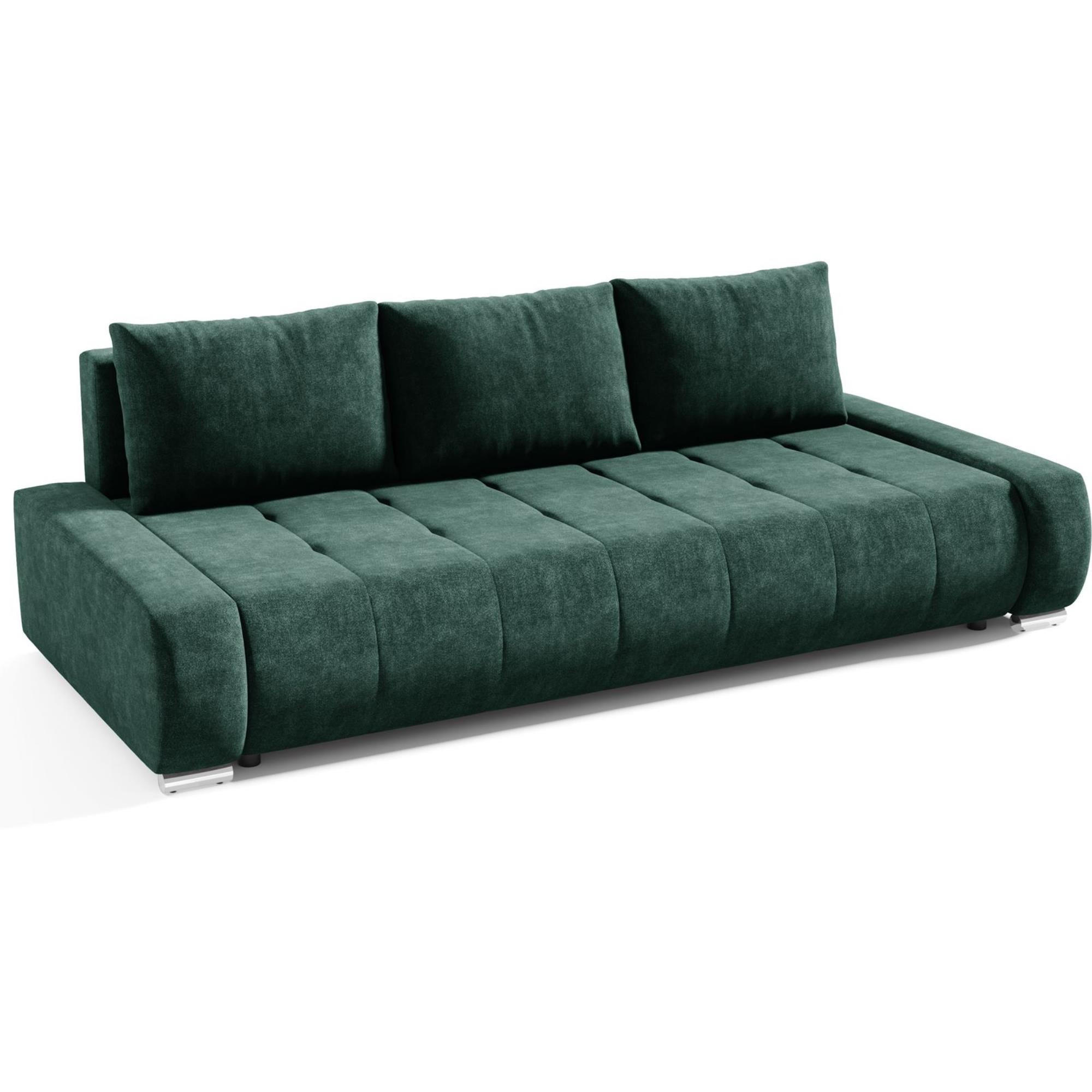 Beautysofa ROZKLÁDACÍ pohovka Draco 3místná, s úložným prostorem, tmavě zelená