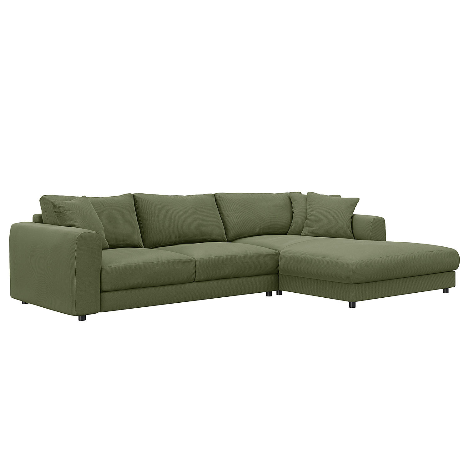 ECKSOFA mit Longchair - Schwarz/Grün, Holz/Kunststoff (286/183cm) - home24