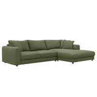 ECKSOFA mit Longchair - Schwarz/Grün, Holz/Kunststoff (286/183cm) - home24