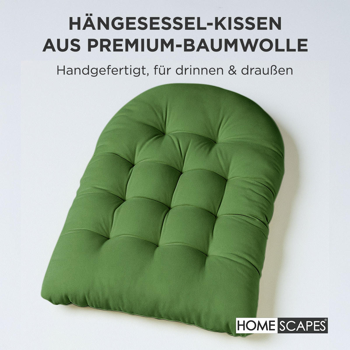 HÄNGESESSEL-KISSEN grün – halbrund, 80/120 cm - Grün, Textil (80/12/120cm) - Homescapes