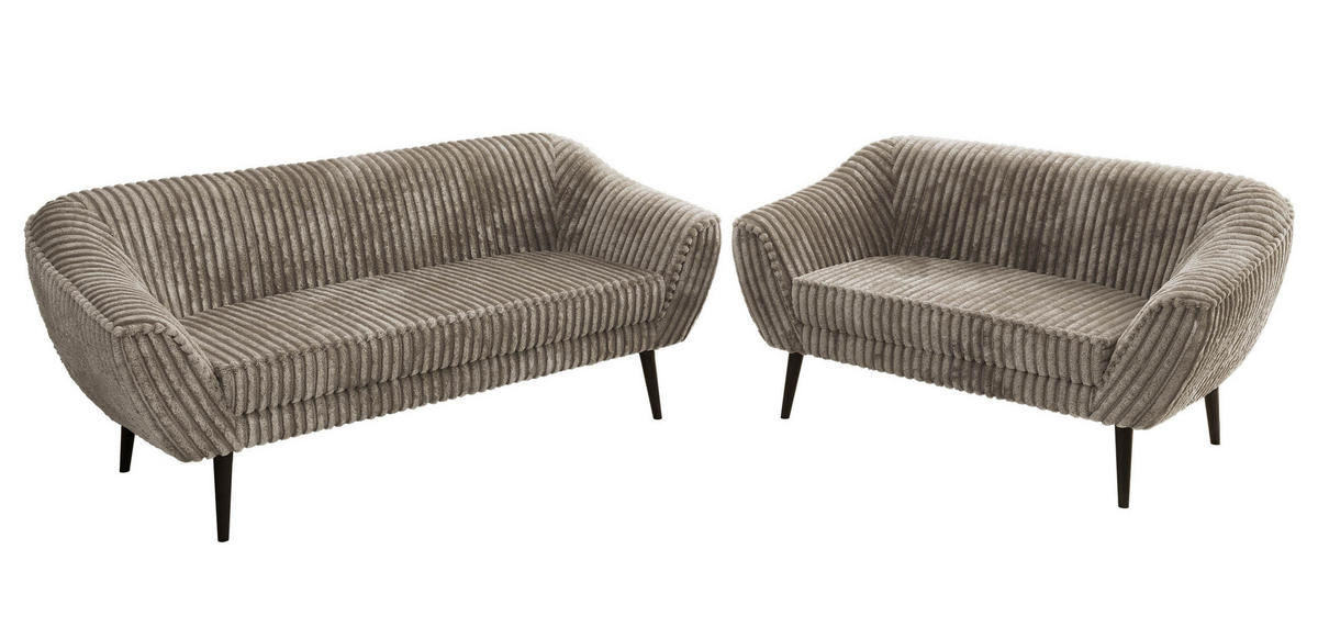 SEDACÍ SOUPRAVA 3+2 PIRS - Světle hnědá Manšestr - Černé nohy - černá/světle hnědá, kompozitní dřevo/textil (180/75/74cm) - MKS