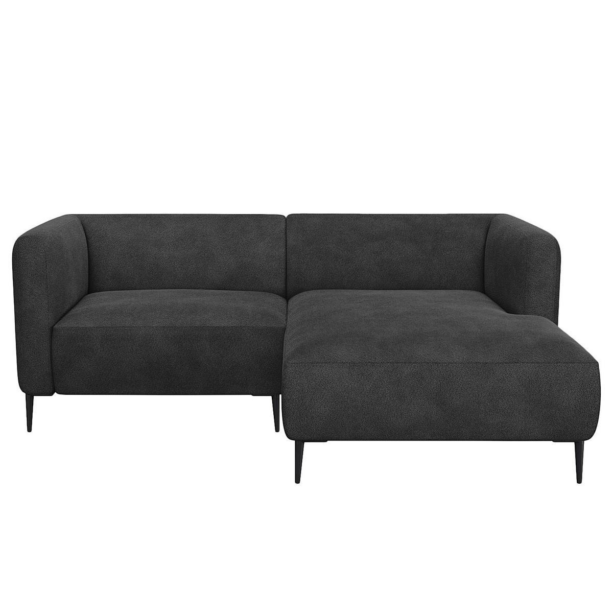 1,5-SITZER ECKSOFA mit Longchair - Anthrazit/Schwarz, Textil/Metall (211/148cm) - home24