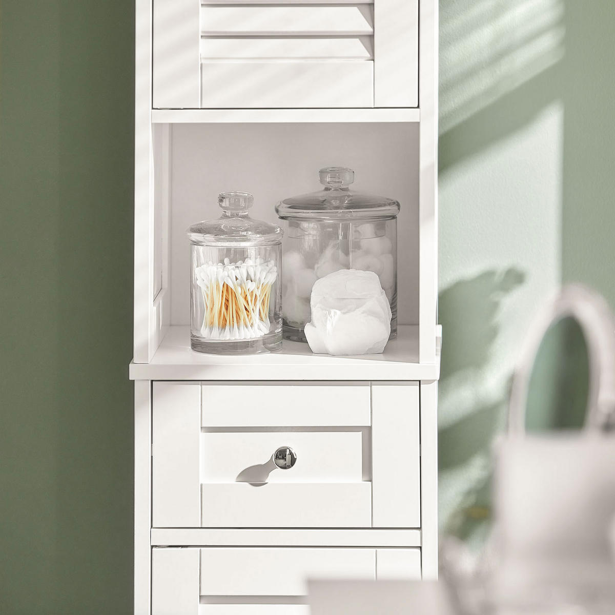 HOCHSCHRANK mit Schubladen 32x170x30cm Weiß - Weiß, Holzwerkstoff (32/170/30cm) - SoBuy