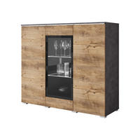 KOMMODE Vera 120 mit weißer LED Beleuchtung - Silberfarben/Braun, Holzwerkstoff/Kunststoff (120/104/40cm) - MIRJAN24