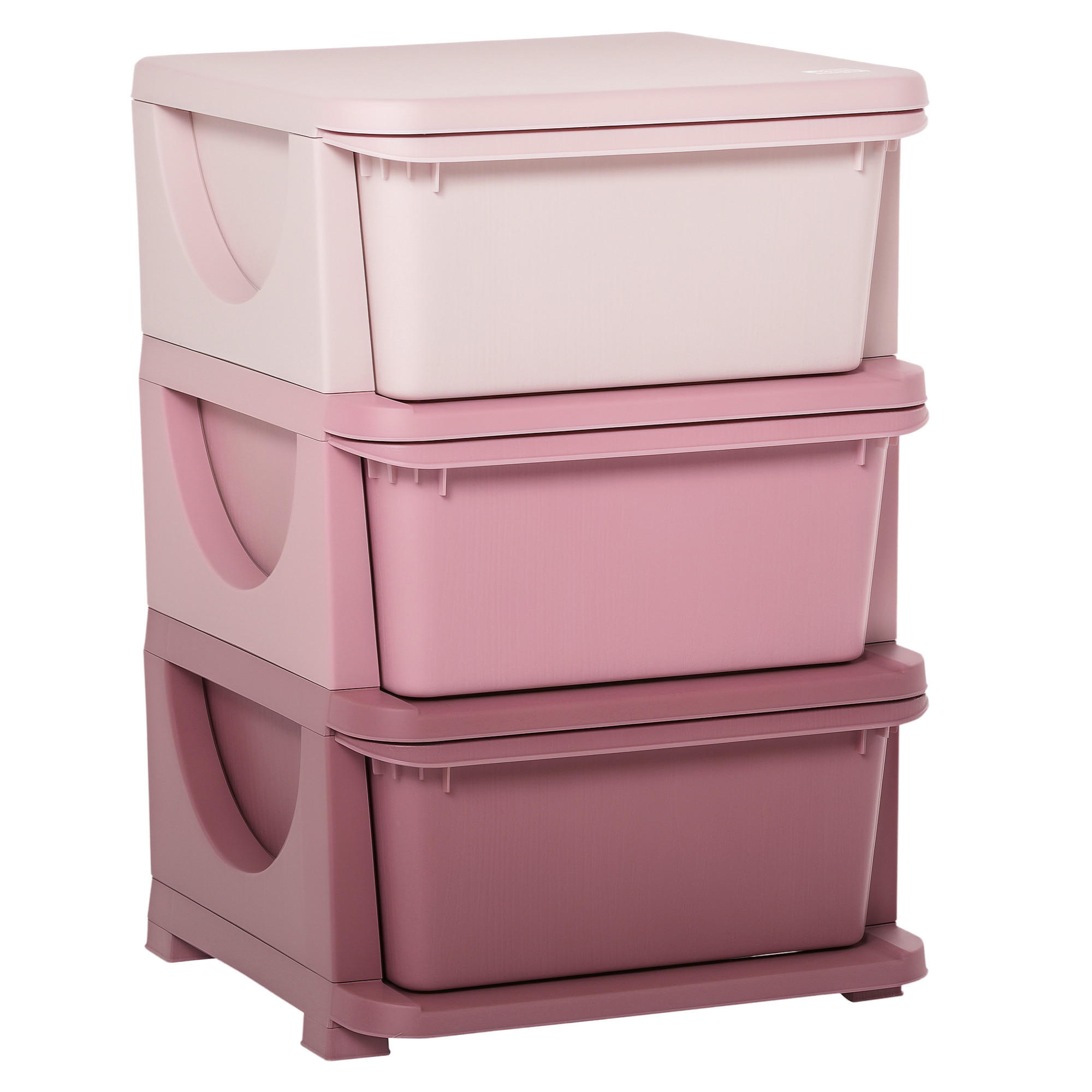 AUFBEWAHRUNGSBOX DE-09574 3 Schubladen, erhöht Rosa - Pink, Kunststoff (37/37cm) - ComfortXL