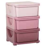 AUFBEWAHRUNGSBOX DE-09574 3 Schubladen, erhöht Rosa - Pink, Kunststoff (37/37cm) - ComfortXL