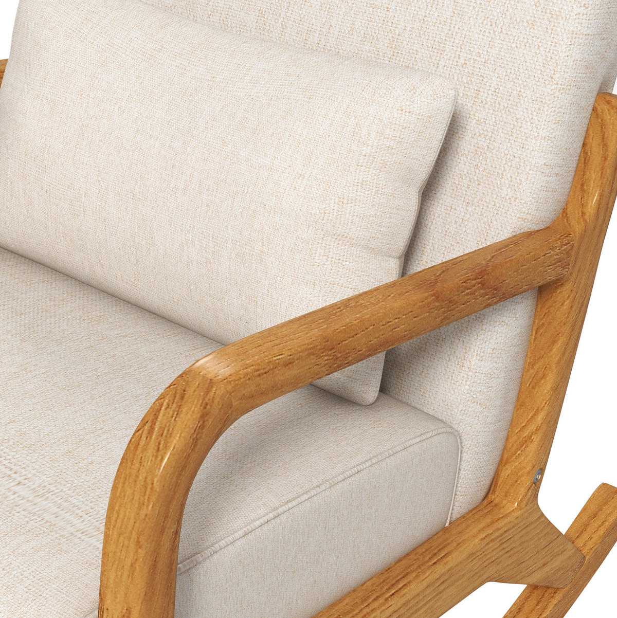 SCHAUKELSESSEL 64,5/92/81,5 cm, Holzgestell, gepolstert, cremeweiß - Creme, Holz (92/81.5/64.5cm) - Redom