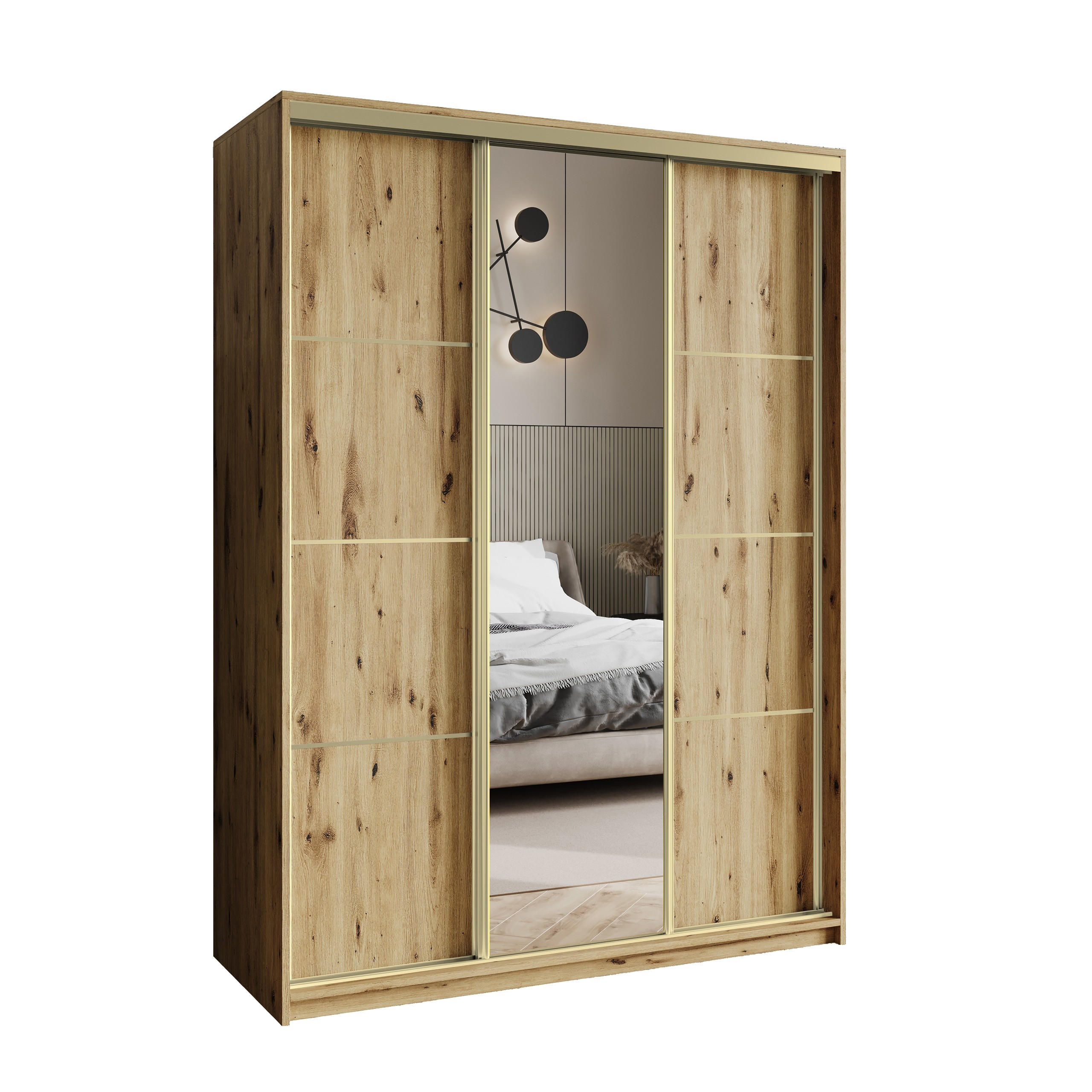 Masseno Schwebetürenschrank Eiche Artisan 150x205x60 cm