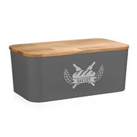 BROTKASTEN mit Bambus Schneidebrett grau - Grau, Kunststoff (15/22/36cm) - Lashuma