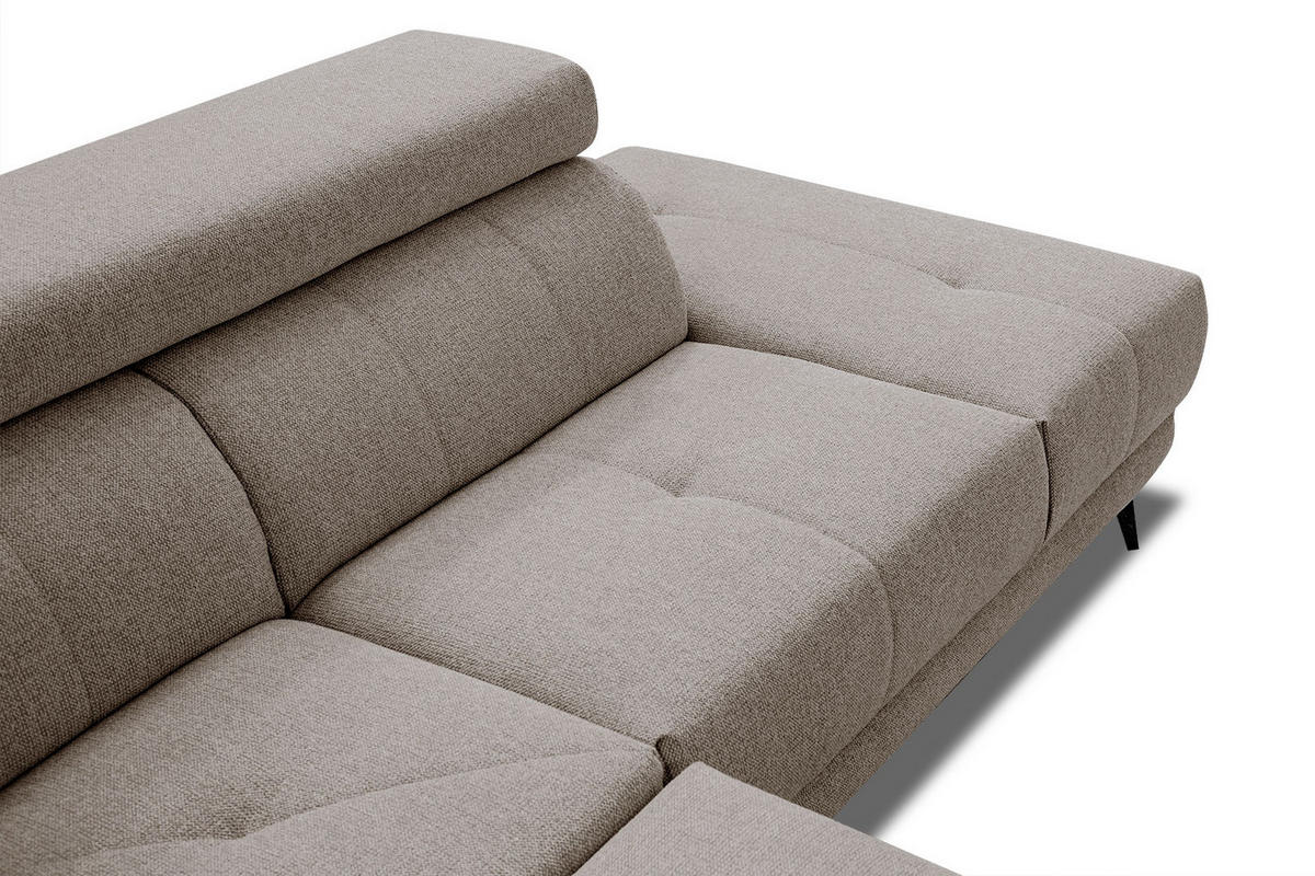 ECKSOFA MORELLO 5-Sitzer, taupe - Taupe/Schwarz, Holzwerkstoff/Textil (287/228cm) - Courtois Laville