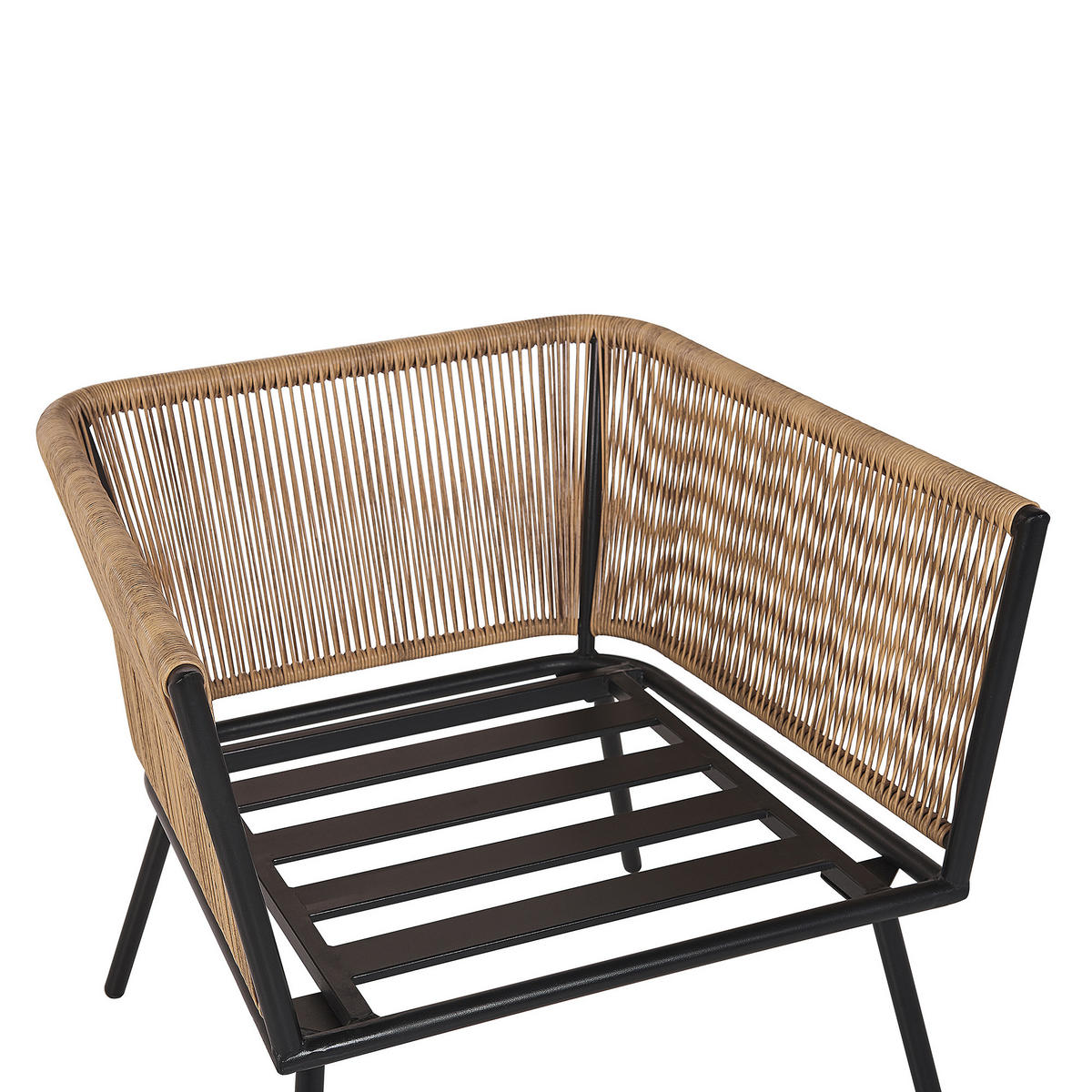 BALKONSET 2-Sitzer Rattan natürlich Auflagen grau Gargano - Braun/Grau, Kunststoff/Textil - Beliani