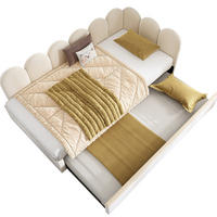 AUSZIEHBETT 90/200 cm mit Ausziehbett 90/190 cm aus Samt in Beige - Beige, Textil (90/200cm) - Flora Grace
