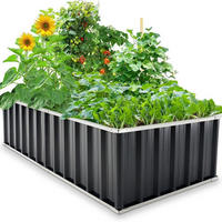 HOCHBEET 174 x 90 x 46 cm verzinkter Stahl Grau - Schwarz, Metall (91.4/45.7/172.7cm)