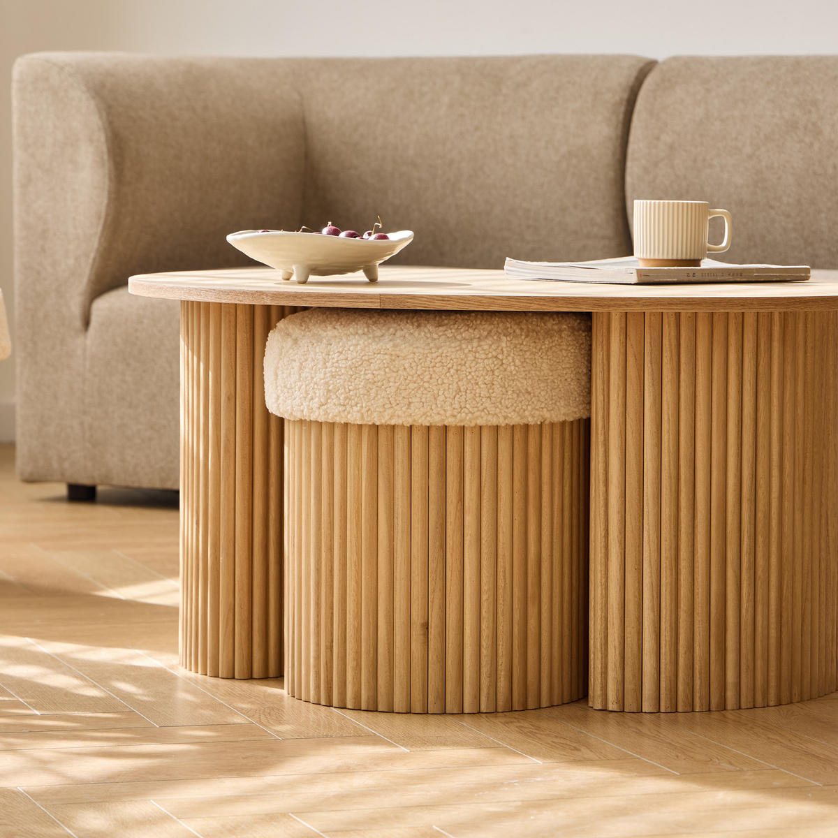 COUCHTISCH Rund Braun 90 x 73 x 44 cm - Braun, Holz (73/90/44cm) - Nordlys