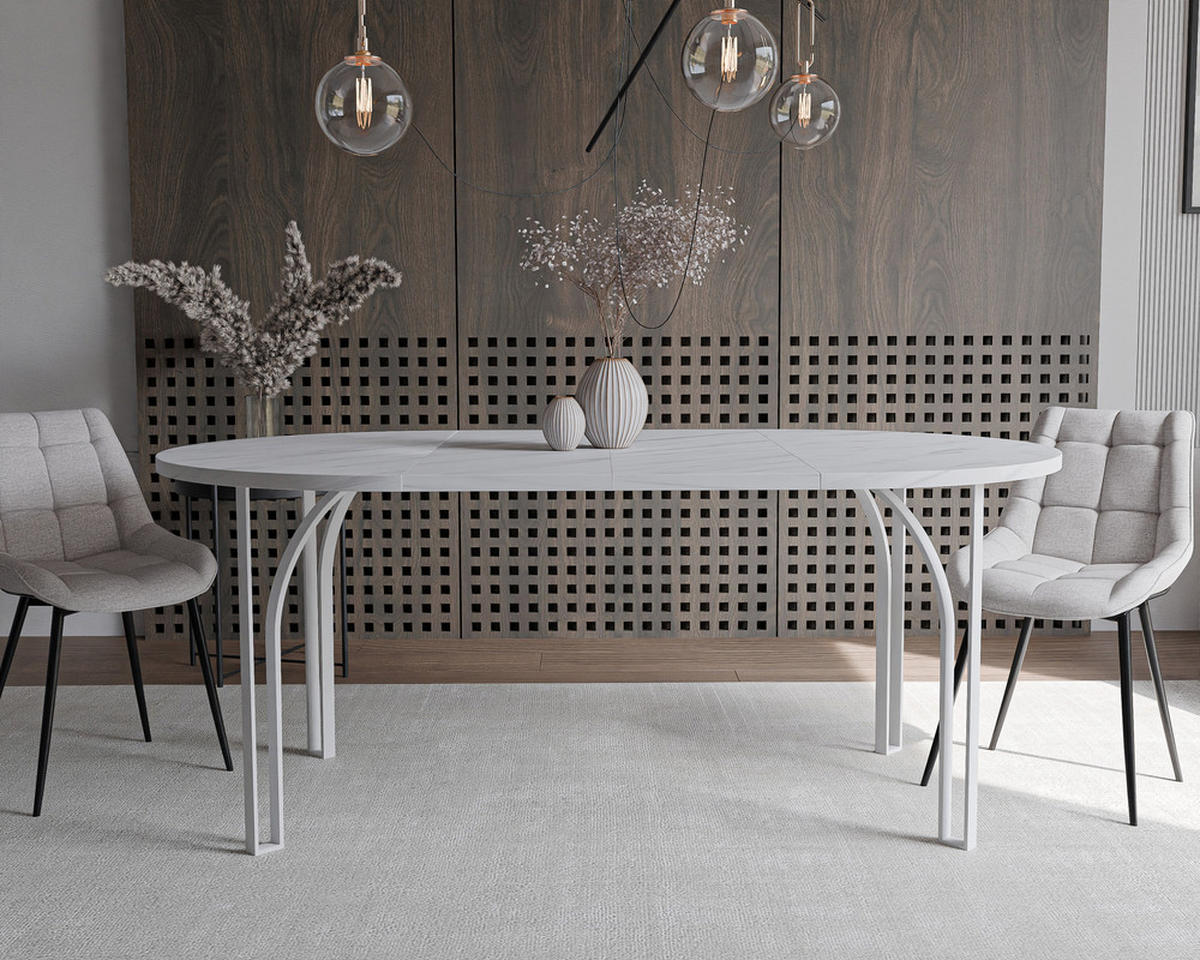 AUSZIEHTISCH ASTRO 100/76 cm, Weiß / Bianco (Weiß) - Perlmutt/Weiß, Holzwerkstoff/Metall (100/100/76cm) - Idohome