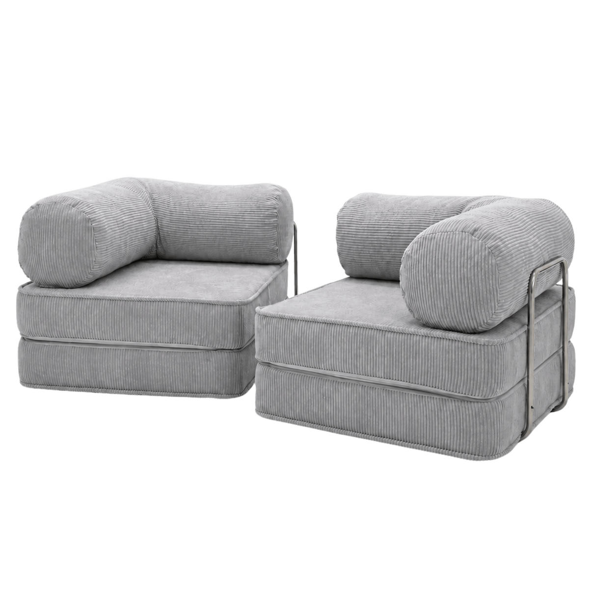 SOFA SURB Duo 100 Schlafsofa 2-Sitzer Grau 200/100 cm - Chromfarben/Grau, Textil/Metall (200/70/100cm) - SURB