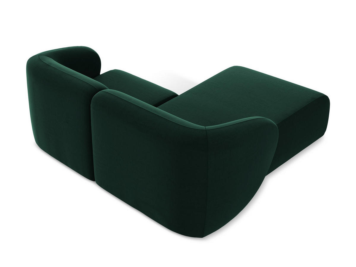 ECKSOFA Links Samt Stoff Grün - Dunkelgrün/Schwarz, Holzwerkstoff/Kunststoff (178/166cm) - Makamii