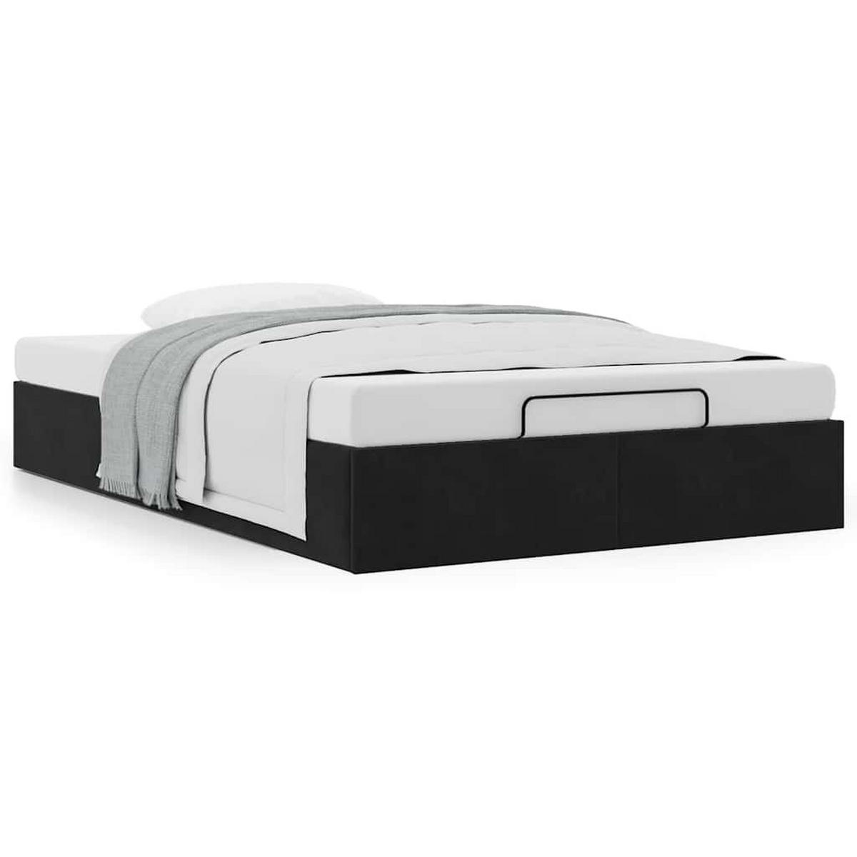 OTTOMAN-BETT Ohne Matratze Schwarz 120/200 Cm Samt - Schwarz, Textil (120/200cm) - vidaXL