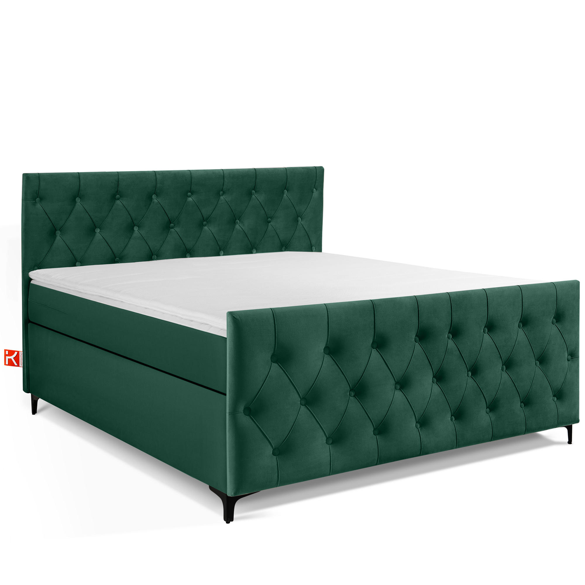 POLSTERBETT ARDEA, Dunkelgrün - Dunkelgrün/Schwarz, Holz/Holzwerkstoff (160/200cm) - KONSIMO®