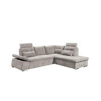 ECKSOFA mit Schlaffunktion, verstellbare Armlehne und Kopfstützen - Taupe/Chromfarben, Textil (219/260cm) - ed exciting design