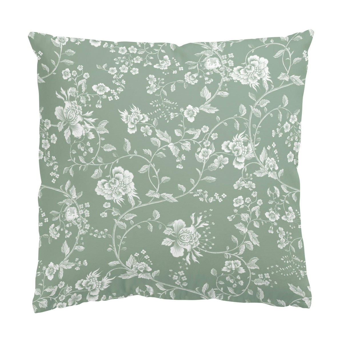 DEKOKISSEN Blumenranken auf Grün 50/50 cm - Grün, Textil (50/50/10cm) - Bilderwelten