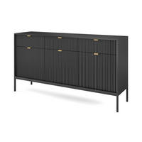 SIDEBOARD Schwarz NEW KSZ154 Geriffelt - Schwarz, Holzwerkstoff (154/83/39cm) - Sepro Meble