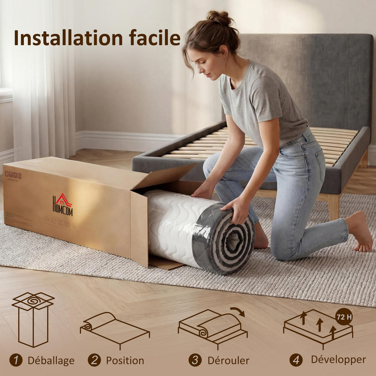 MATRATZE 90/190 cmDE-18538 20 cm Memory-Schaum - Grau, Textil (90/190cm) - ComfortXL