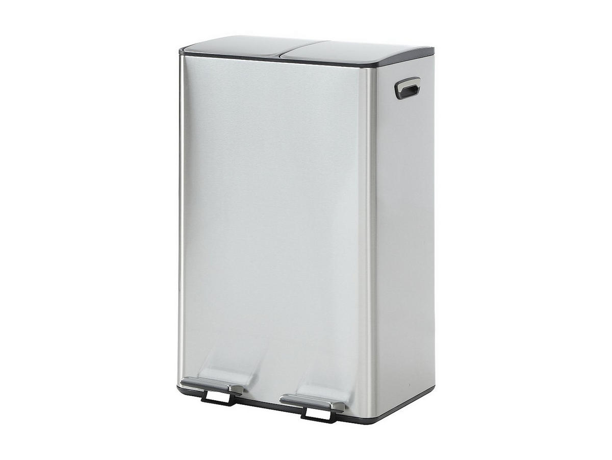 MÜLLTRENNSYSTEM mit Pedal aus Edelstahl – 2 Behälter à 30 L – Chrom – GANEM - Silberfarben, Metall (46.1/71/36.1cm) - Vente-Unique