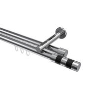 INNENLAUF-GARDINENSTANGEN-SET Siteno Mavell 320 cm (geteilt in 2 x 160 cm), 2-läufig, 20 mm Ø Chrom - Chromfarben/Schwarz, Metall (320cm) - INTERDECO
