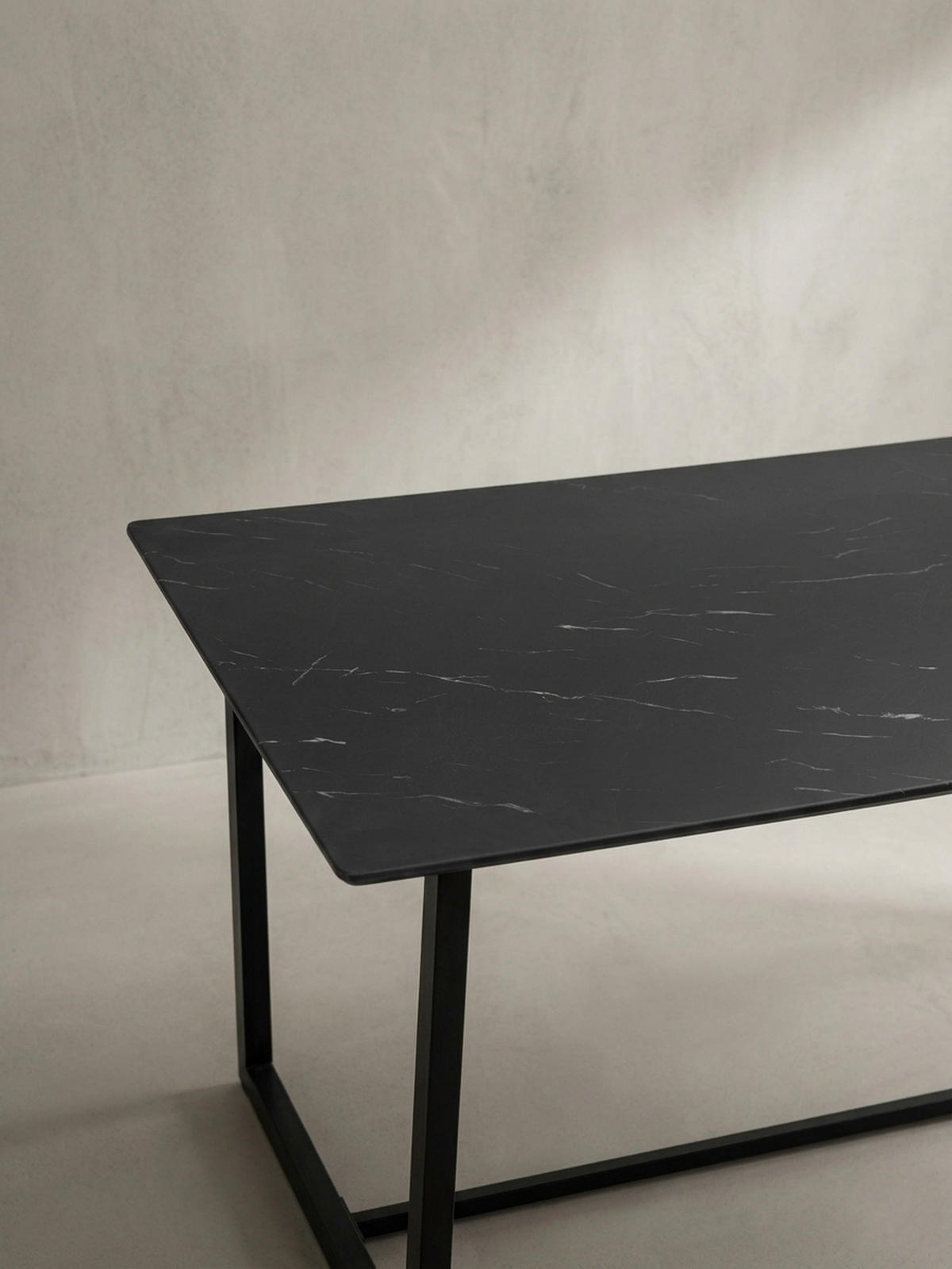 ESSTISCH Marmoroptik Metall Rechteckig Modern Klein, Schwarz 180x90x76 cm - Schwarz, Holzwerkstoff/Metall (90/180/76cm) - KADIMA DESIGN