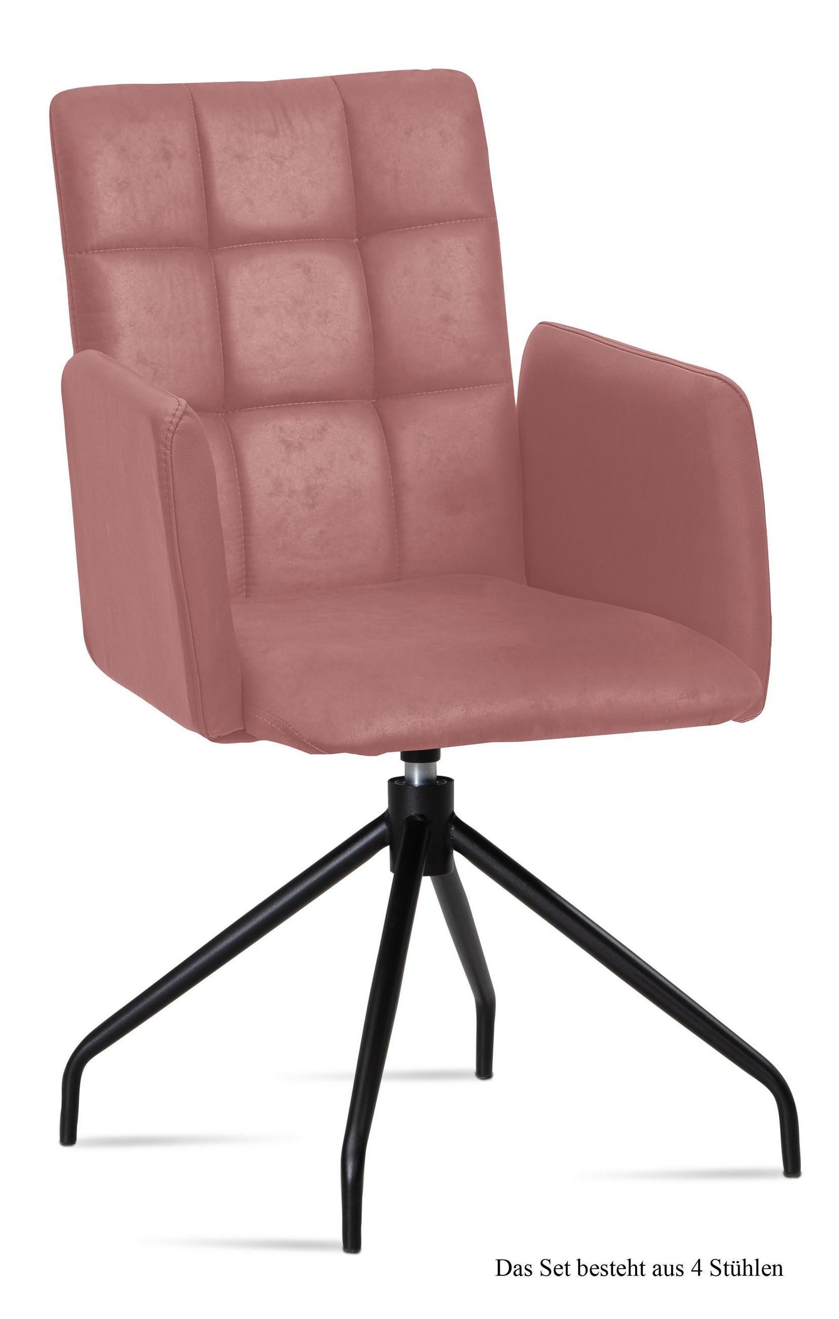 ARMLEHNSTUHL drehbar (4er-Set) Dollie 52x91x60 Schwarz/Rosewood - Dunkelrosa/Schwarz, Kunststoff (60/91/52cm) - 58aufmkessel