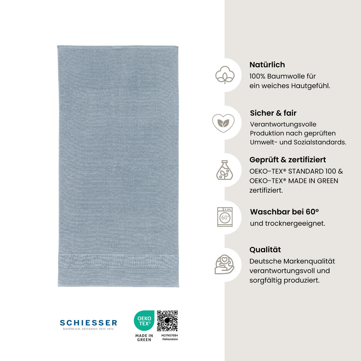 DUSCHTUCHSET Turin - 2-teilig - 70 x 140 cm - Hellblau - Hellblau, Textil (70/140cm) - SCHIESSER