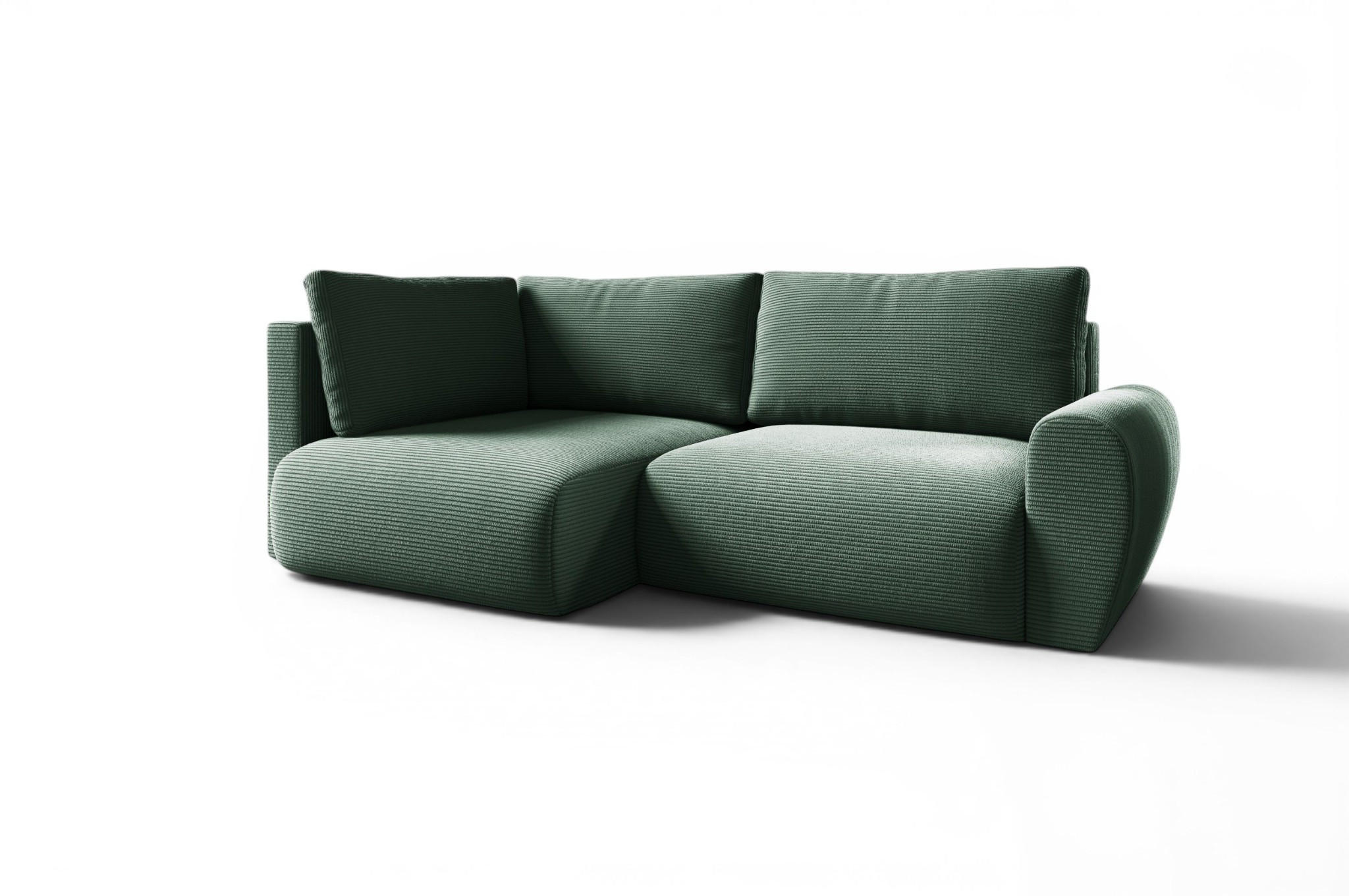 ECKSOFA Galan Mini Mit Schlaffunktion - Grün, Holzwerkstoff/Textil (241/153cm) - Fun Möbel