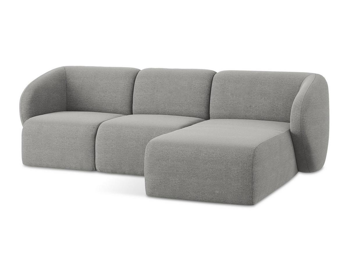 ECKSOFA Rechts Bouclé Stoff Grau - Hellgrau/Schwarz, Holzwerkstoff/Kunststoff (248/166cm) - Makamii