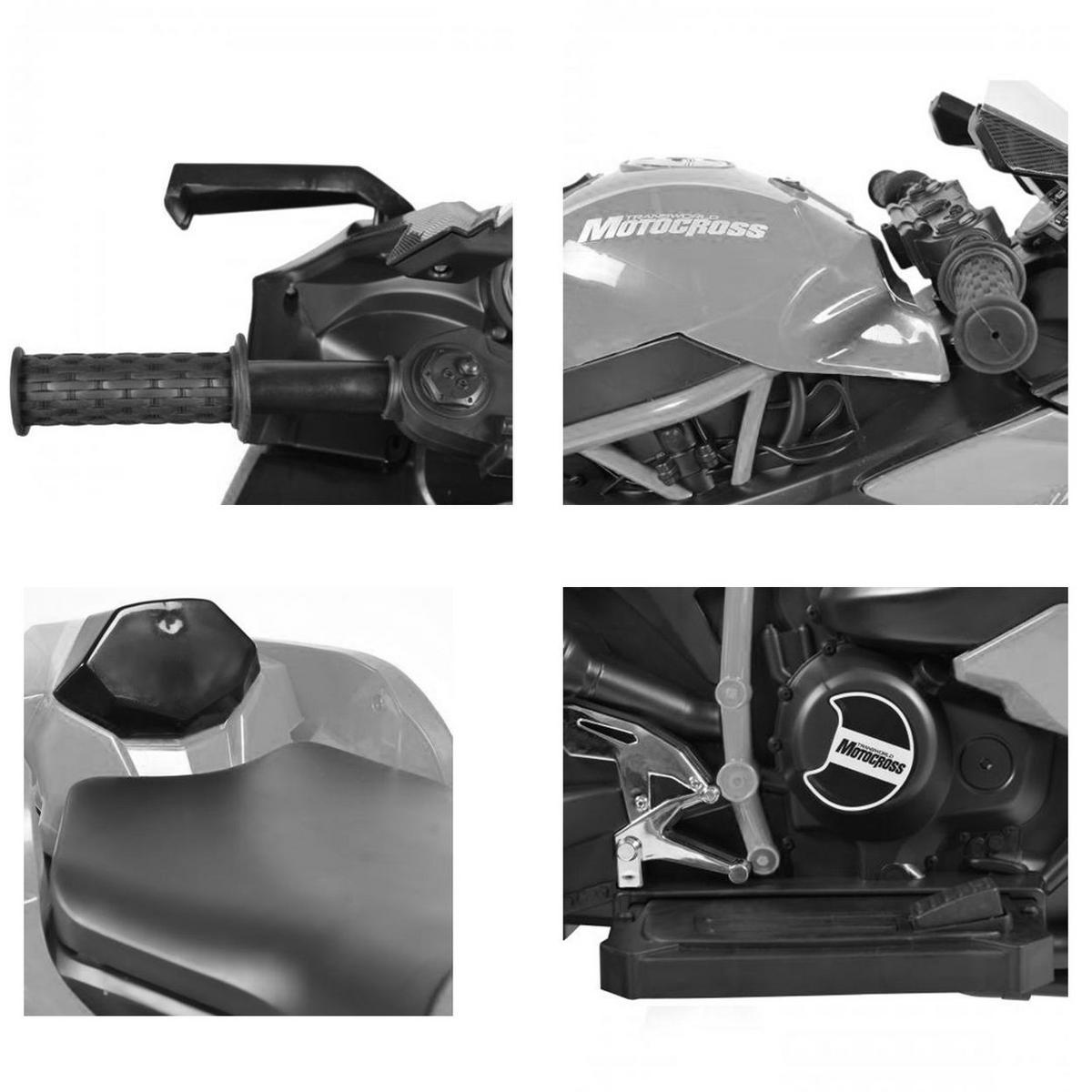 ELEKTROMOTORRAD Ninja schwarz drei Kunststoffräder, LED-Beleuchtung, Mp3 - Schwarz, Kunststoff (105/33/53cm) - Moni