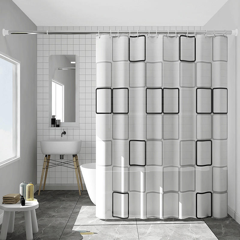 DUSCHVORHANG Kunststoff wasserdicht waschbar leicht zu reinigen mit Haken für Badezimmer - Transparent, Kunststoff (180/200cm) - MCBOSON