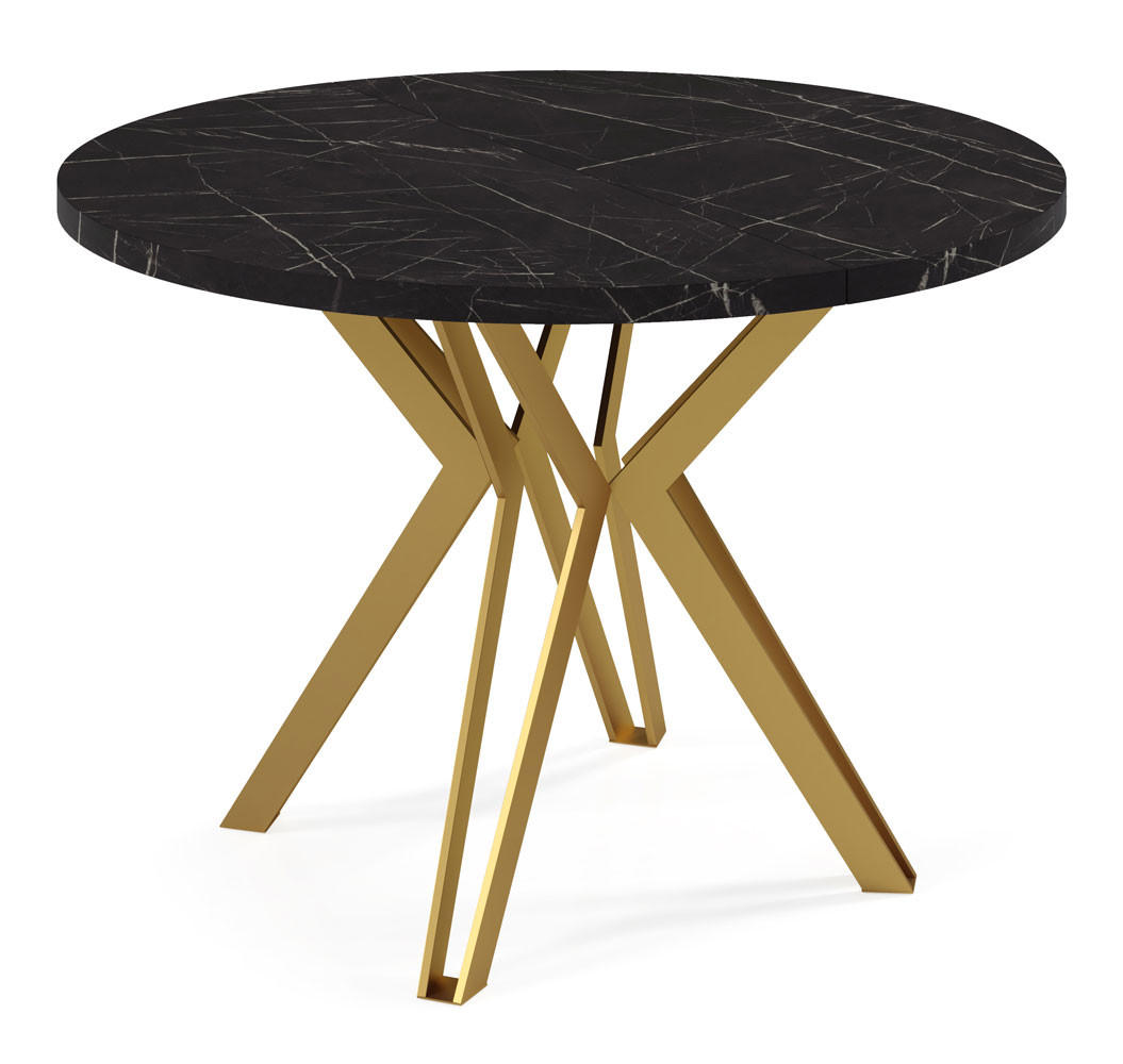 ESSTISCH Randi 120 Pietra Grigia Schwarz / Gold 120/196 / 120 / 76cm - Goldfarben/Schwarz, Holz/Holzwerkstoff (120/120/76cm) - Feldmann-Wohnen