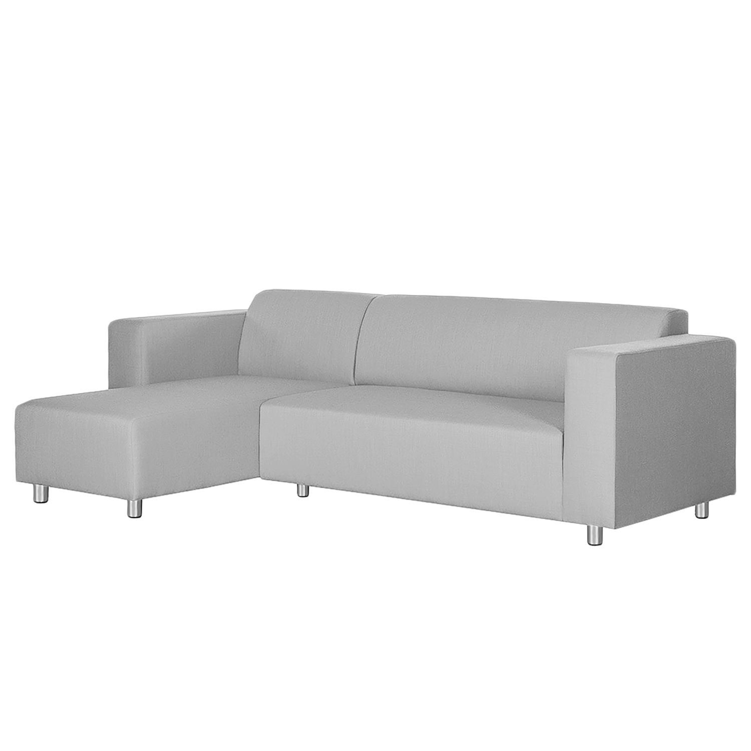 ECKSOFA mit Longchair davorstehend links - Webstoff, Grau - Grau, Textil (240/140cm) - home24