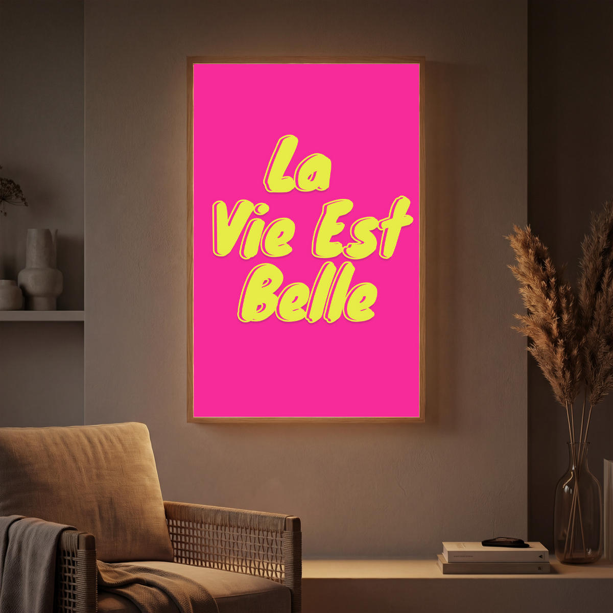 NÁSTĚNNÁ LAMPA S AKUMULÁTOREM Citace - Retro - Pink 70x100 cm - růžová, kompozitní dřevo (70/100/8cm) - OnlyWow