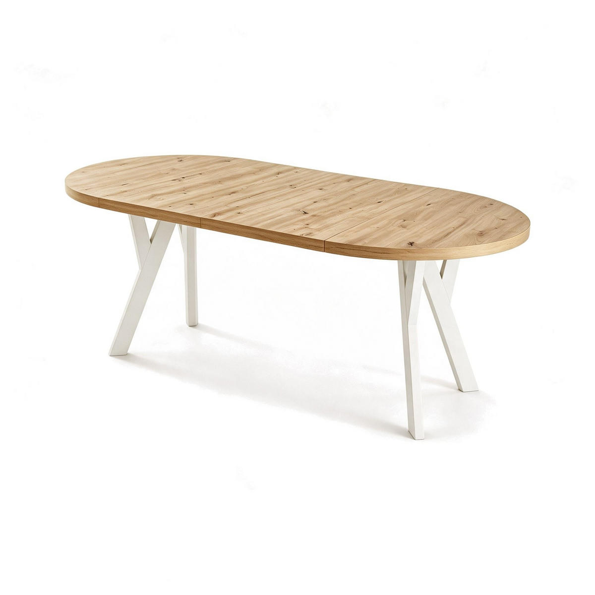 ESSTISCH ausziehbar rund ATO, 100-200 cm, Dekor Artisan, weiße Holzbeine - Dunkelbraun/Weiß, Holzwerkstoff/Buchenholz (100/100/77cm) - VENASI MÖBEL
