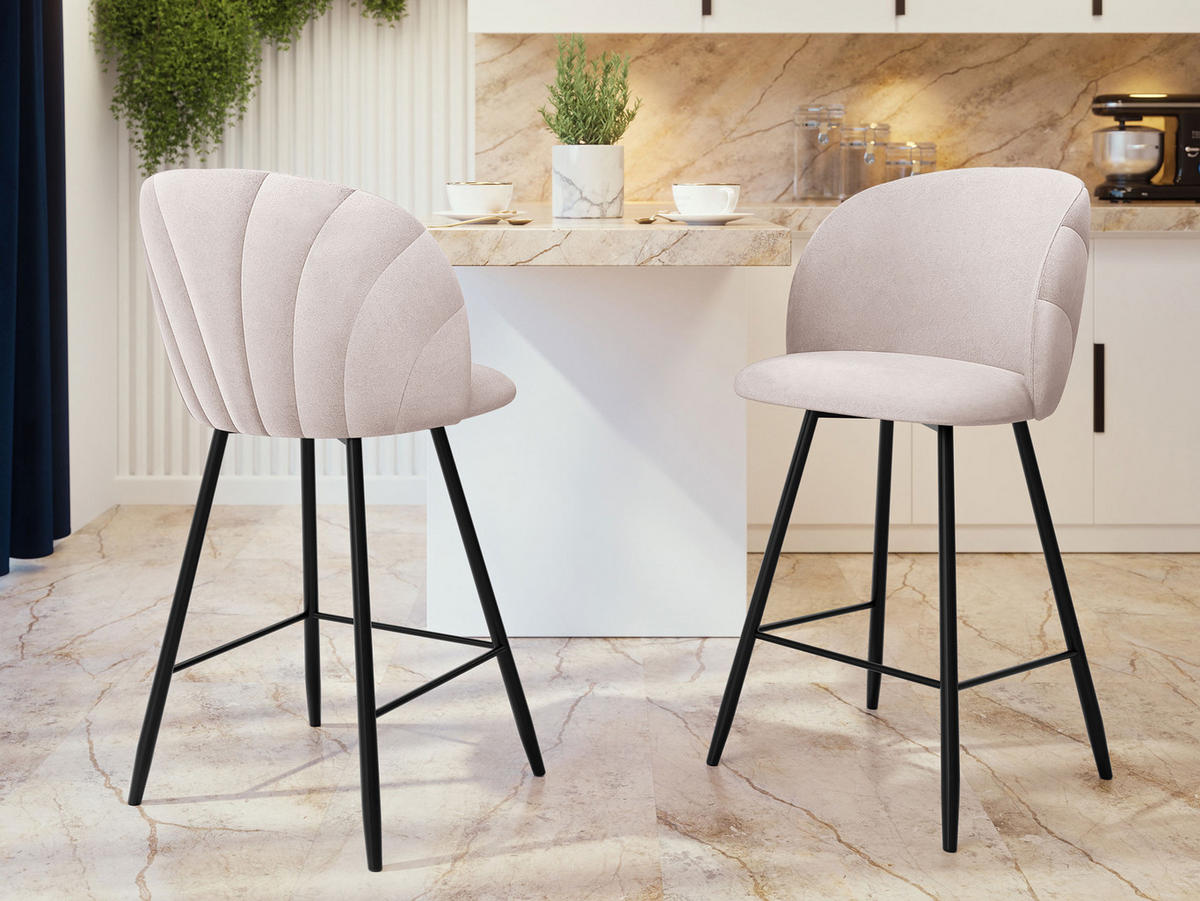 BARHOCKER K99 H - Schwarz/Rosa, Holzwerkstoff/Textil (51/105/51cm) - MIRJAN24